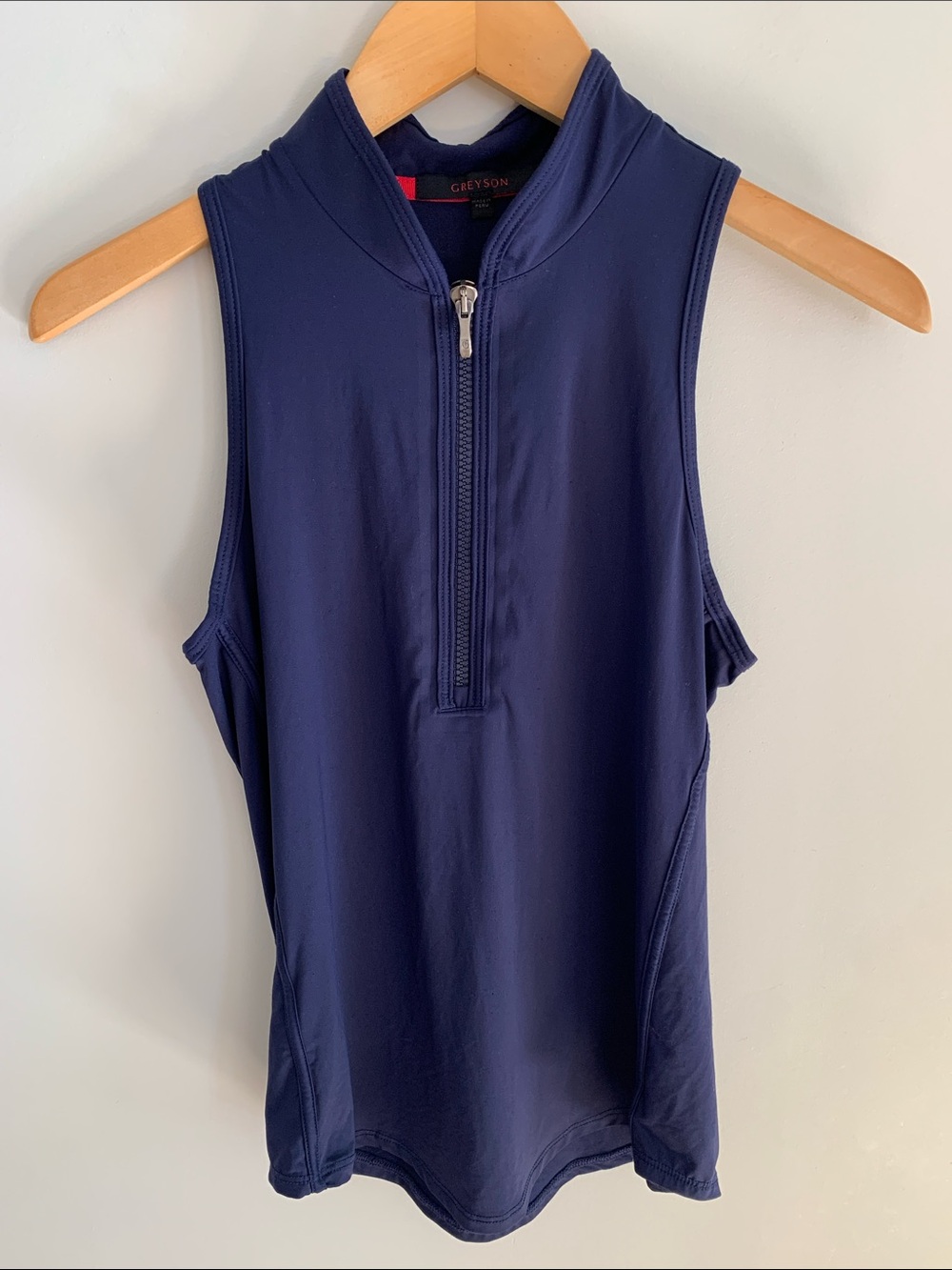 Greyson Sleeveless Quarter Zip Golf Polo Top Maltese Blue Small Athletic Sporty